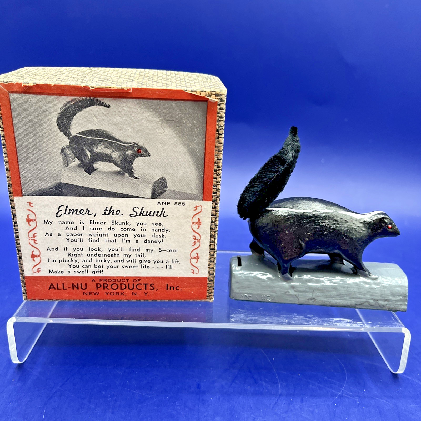Vintage ALL-NU Products New York Elmer The Skunk Figurine Boxed