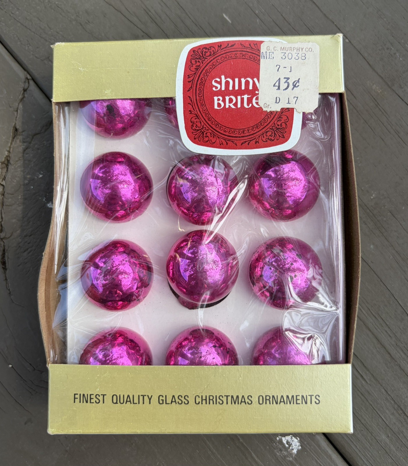 Shiny Brite  Glass Mini Ornaments Vintage Christmas. 12 Mini Bulbs