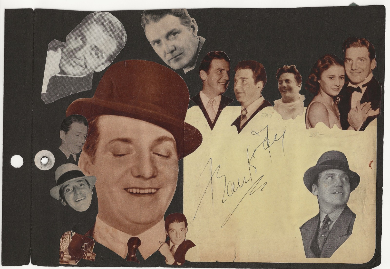 FRANK FAY ORIGINAL SIGNED ALBUM PAGE