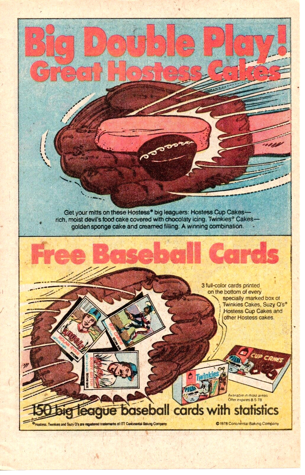 1978 HOSTESS Snack Twinkies Cup Cakes PRINT AD - BASEBALL CARDS NOLAN RYAN AD 1978 HOSTESS Snack Twinkies Cup Cakes PRINT AD - BASEBALL CARDS NOLAN RYAN AD