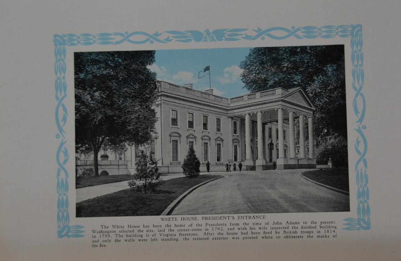 Antique Washington DC White House Historical Art Print 1923 Original Wall Art