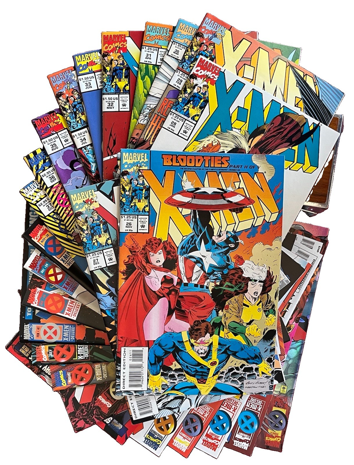 Marvel X-Men Vol 2 Comic Book Lot Issues 26-50 W/ keys & Wedding Issue 25 VF-NM Marvel X-Men Vol 2 Comic Book Lot Issues 26-50 W/ keys & Wedding Issue 25 VF-NM