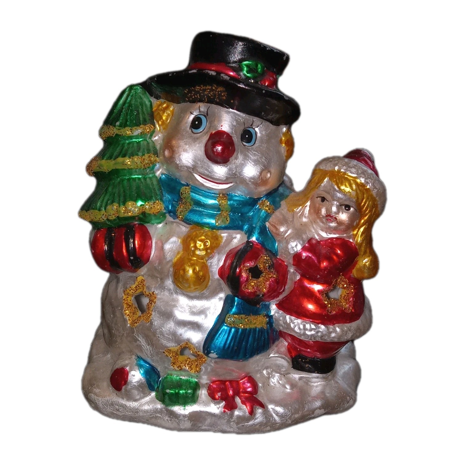 K\'s Collection SNOWMAN and Girl TEA LIGHT HOLDER Christmas Holiday Candle Decor K\'s Collection SNOWMAN and Girl TEA LIGHT HOLDER Christmas Holiday Candle Decor