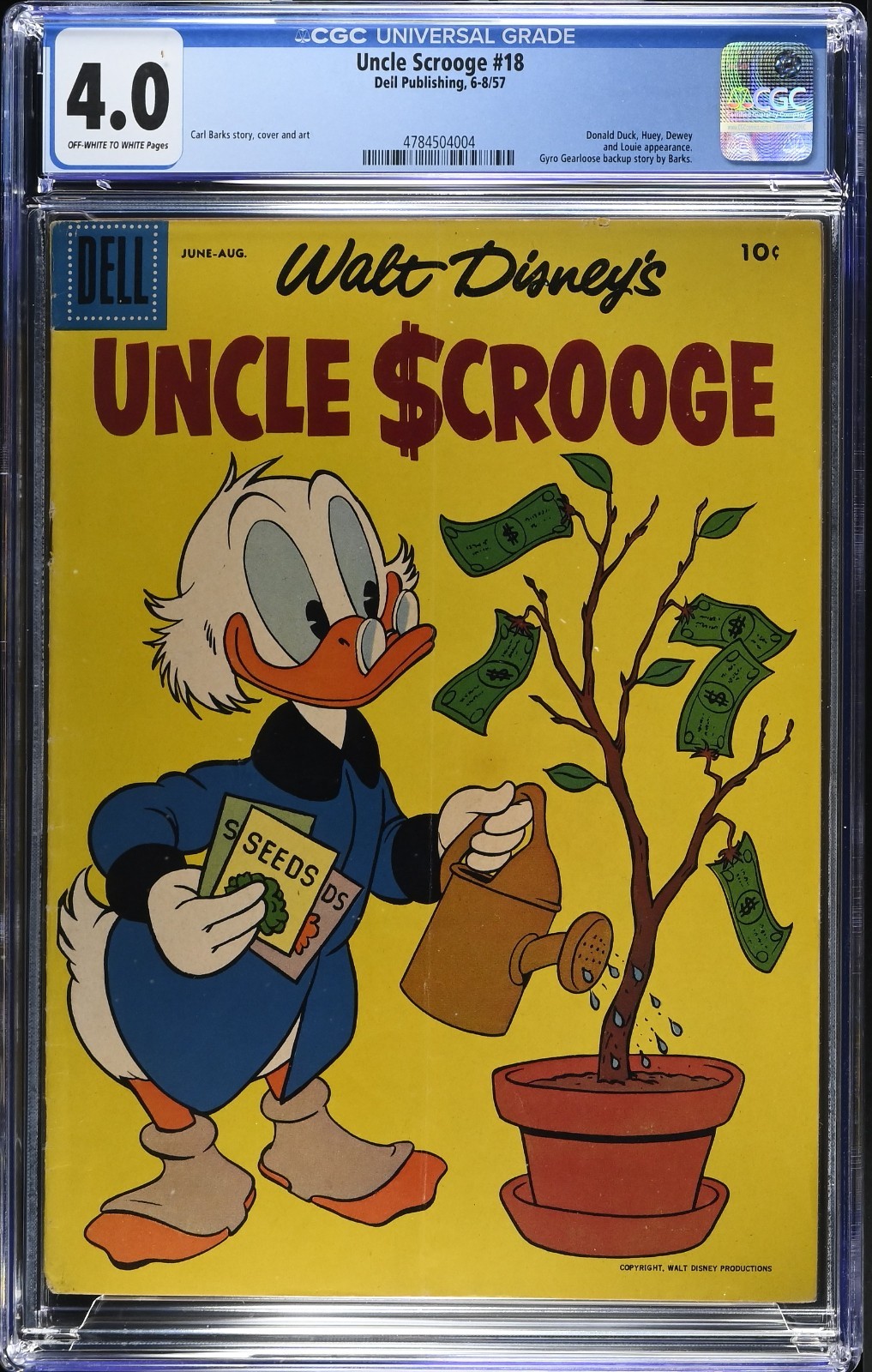 Walt Disney\'s Uncle Scrooge #18 (Dell Comics June-August 1957) CGC 4.0