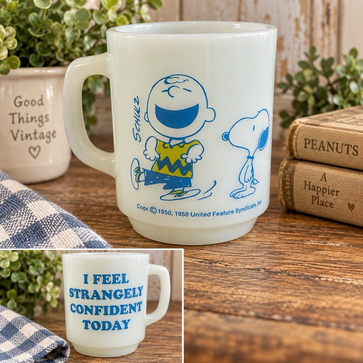 VTG Fire King Peanuts Snoopy Charlie Brown Mug \