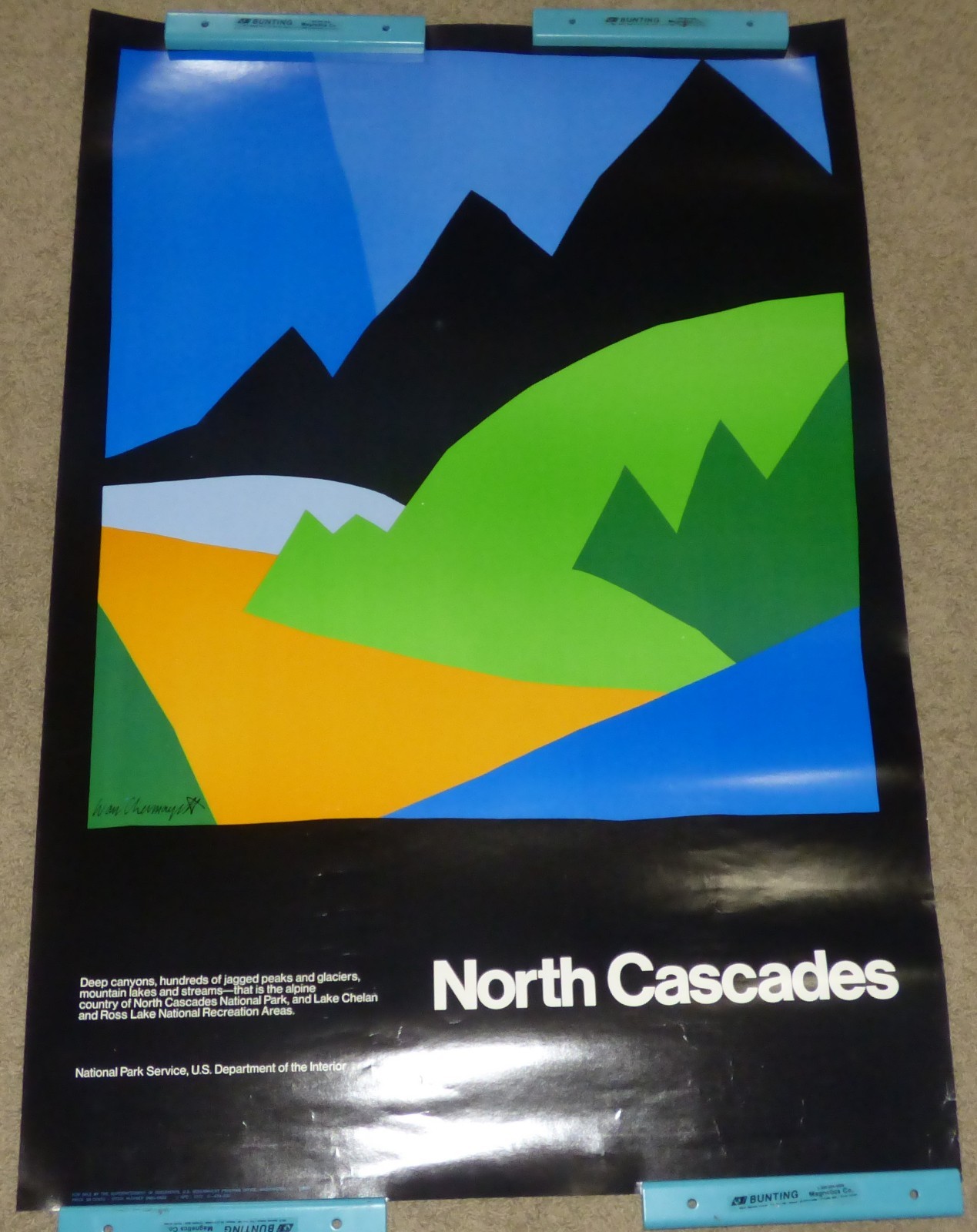 Vtg 1972 Ivan Chermayeff North Cascades National Park Washington State Poster