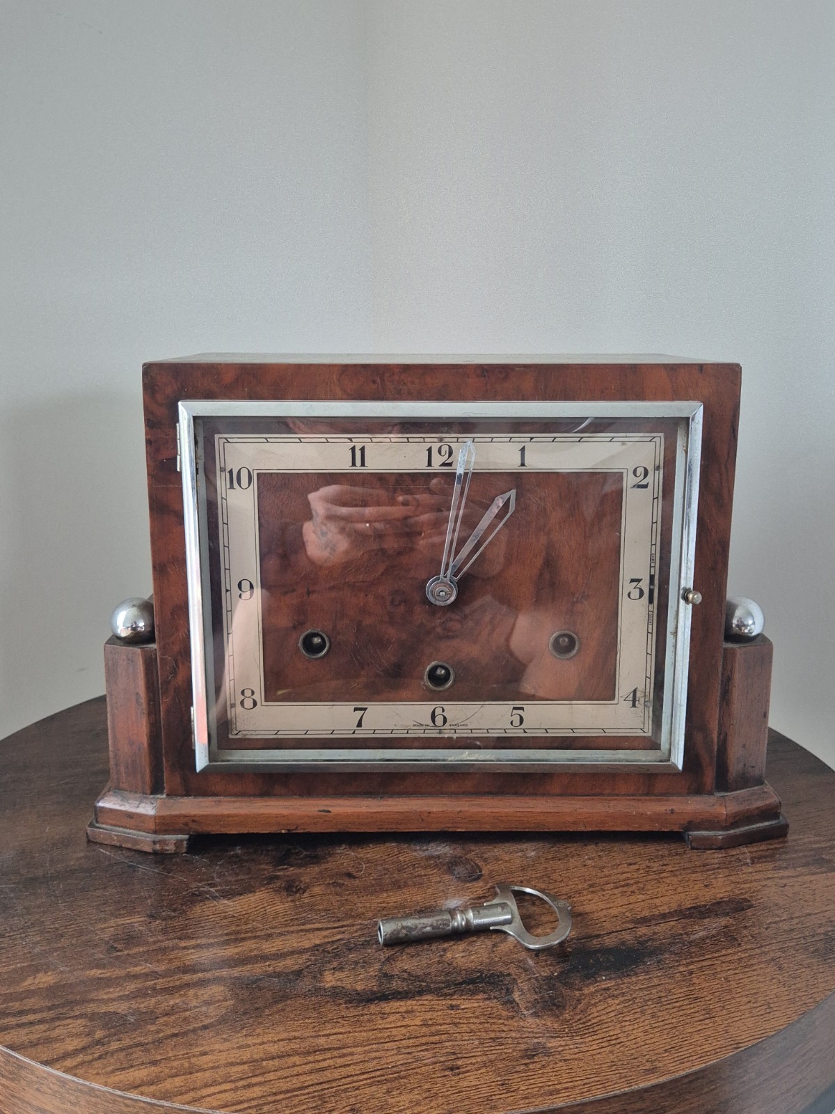 Art Deco Westminster Mantle Clock 1930s Antique Armac Mechanism Walnut Working