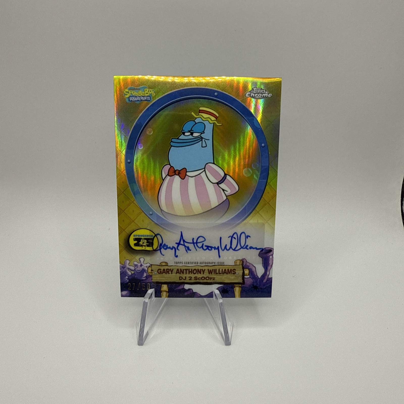 2025 Topps Chrome SpongeBob Gary Anthony Williams Auto Gold Refractor #27/50