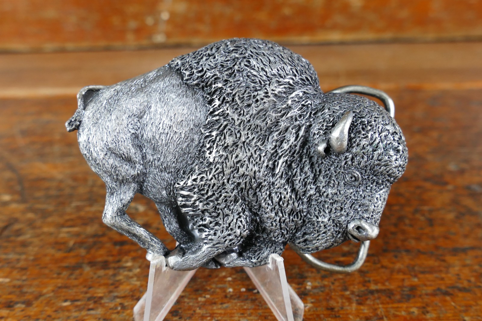 Vintage 1980 Bergamot Brass Works Buffalo Belt Buckle 3D American Bison USA
