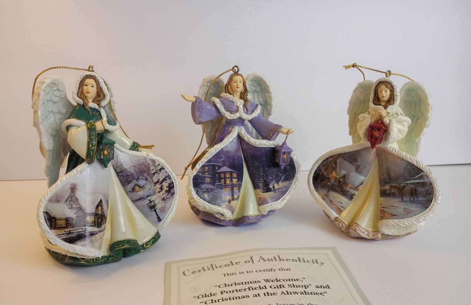 Bradford Editions Thomas Kincade Winter Angels of Light 8th Issue COA Set of 3 Bradford Editions Thomas Kincade Winter Angels of Light 8th Issue COA Set of 3