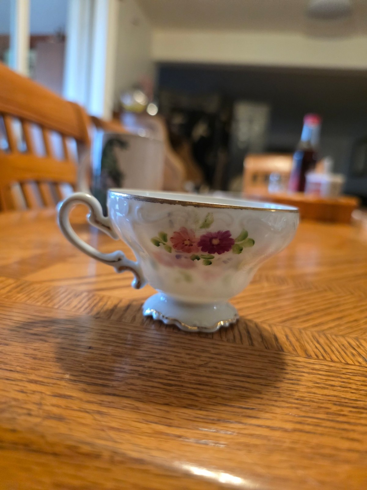 Vintage Occupied Japan Hand Painted Porcelain Teacup Floral Gold Trim Cup Only