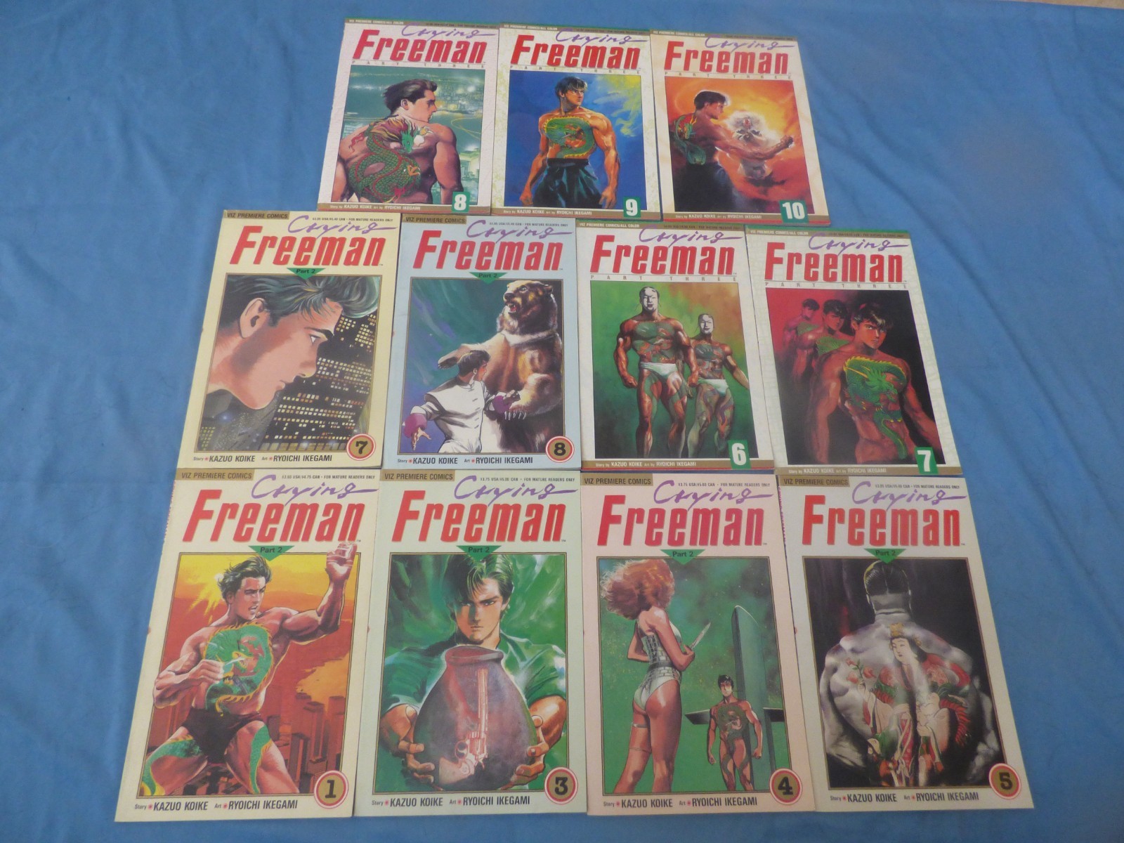 CRYING FREEMAN VIZ PREMIERE COMICS KAZUO KOIKE Lot Of 11 Issues CRYING FREEMAN VIZ PREMIERE COMICS KAZUO KOIKE Lot Of 11 Issues