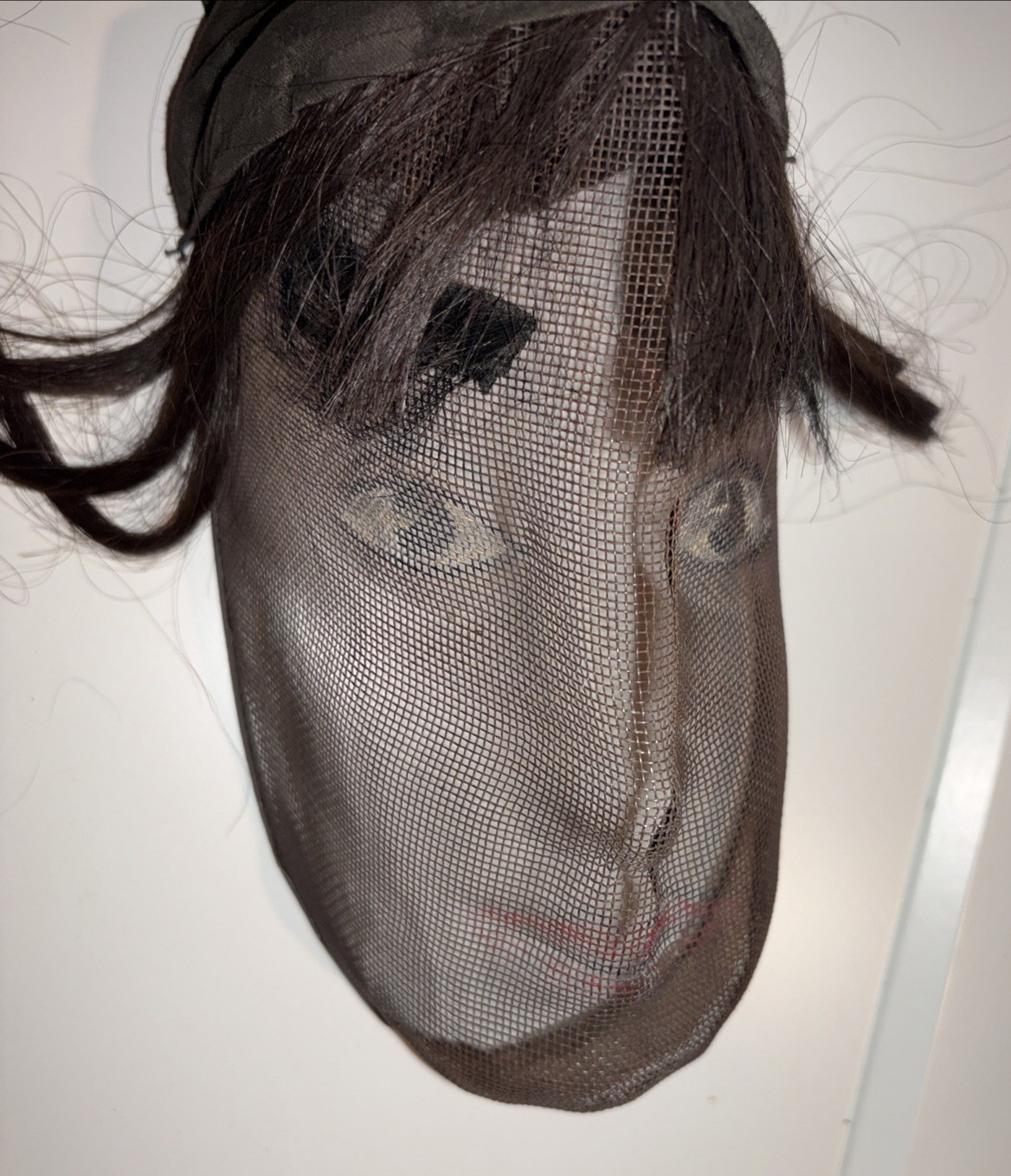 Antique c1900 Odd Fellows IOOF Secret Ceremonial Wire Mesh Mask Hair Hood