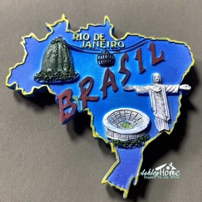 Rio De Janeiro Map of Brazil Tourist Souvenir 3D Resin Fridge Magnet GIFT IDEA