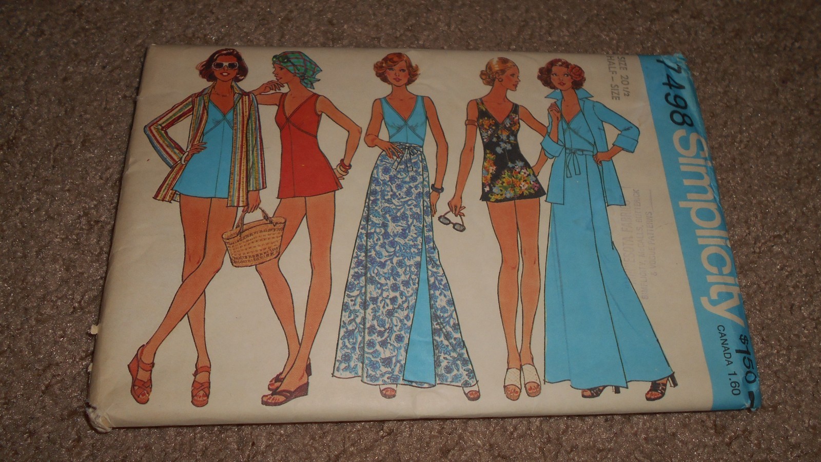 SIMPLICITY 7498 VINTAGE BATHING SUIT +vntg1976 -UNCUT FF-SIZE 20 1/2