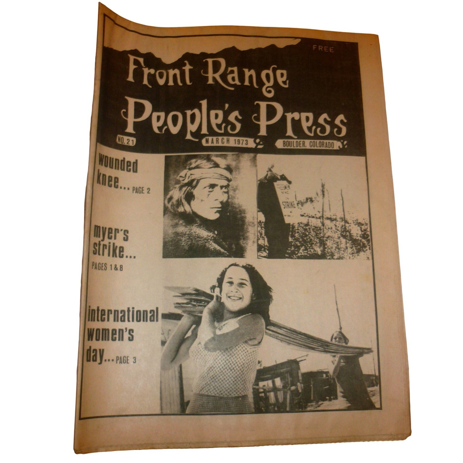 Vintage 1973 Front Range Peoples Press Newspaper Wounded Knee WWI Coors Strike Vintage 1973 Front Range Peoples Press Newspaper Wounded Knee WWI Coors Strike
