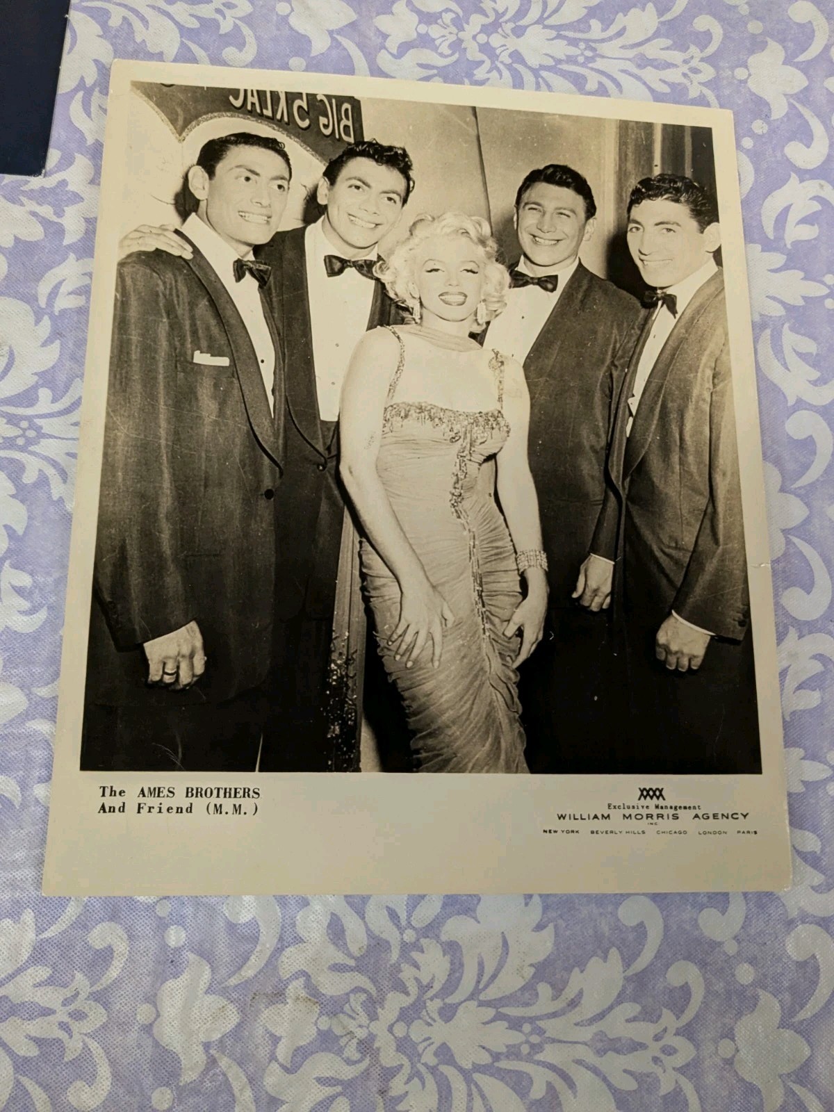 Marilyn Monroe With The Ames Brothers, Extremely Rare 1950's 8x10 Promo Photo Marilyn Monroe With The Ames Brothers, Extremely Rare 1950's 8x10 Promo Photo