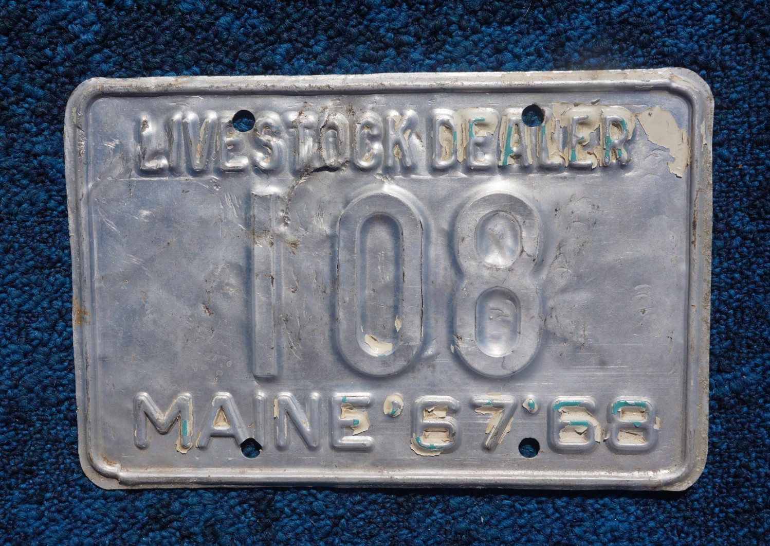 1967 1968 Maine LIVESTOCK DEALER License Plate # 108 1967 1968 Maine LIVESTOCK DEALER License Plate # 108