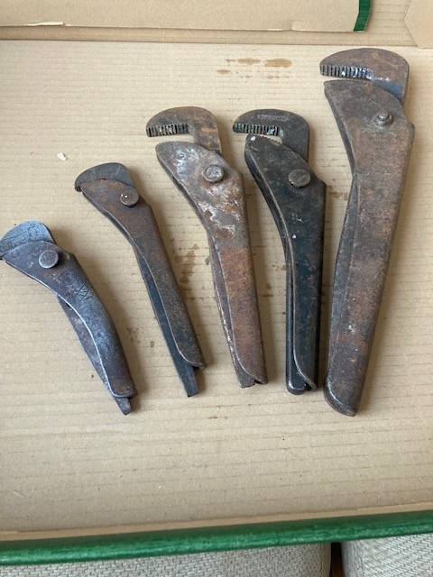 Five Vintage Footprint Tools Of Sheffield Pipe Wrenches