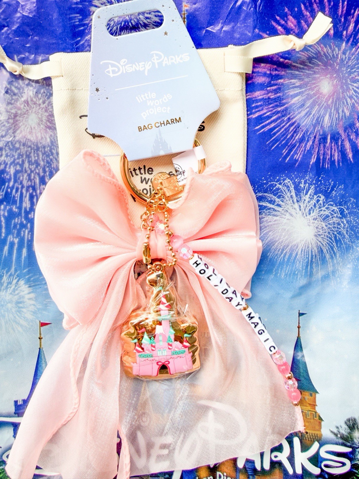 Disney Parks 2026 Christmas Castle Holiday Magic Bag Charm Little Words Project