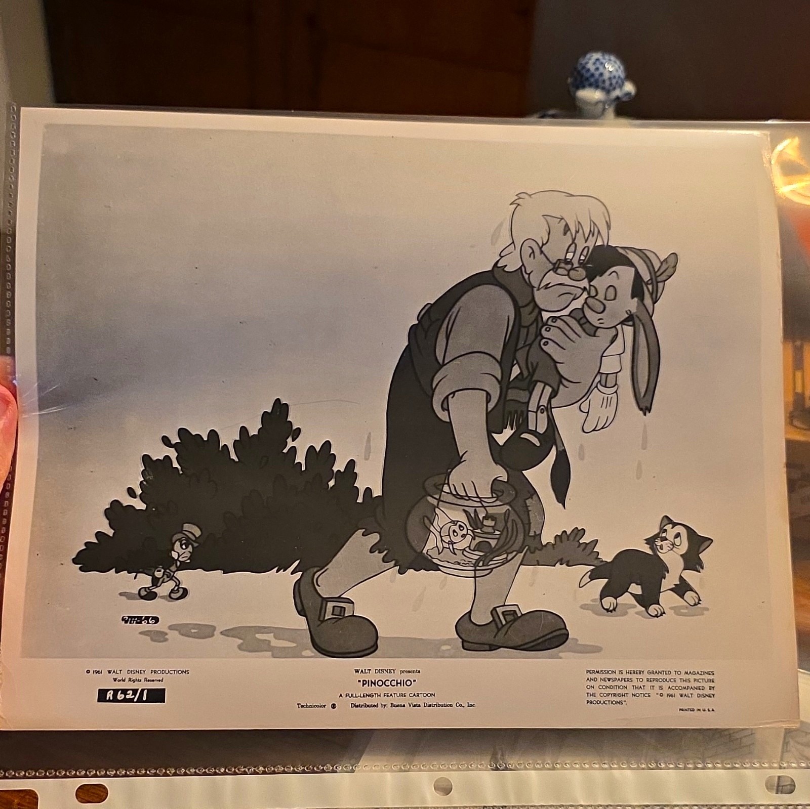Walt Disney Productions Pinocchio 1961 Black & White Publicity Photo Still