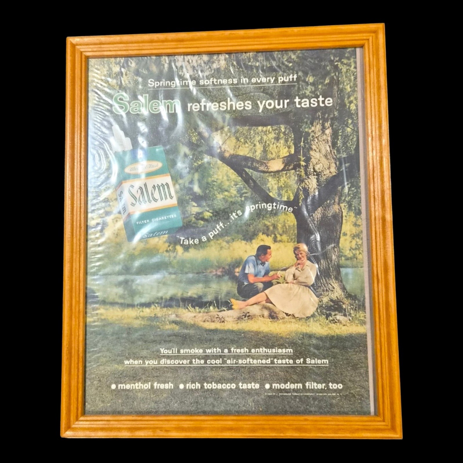 Vintage 1963 Salem Cigarettes Original Magazine Print Ad Framed Tobacco