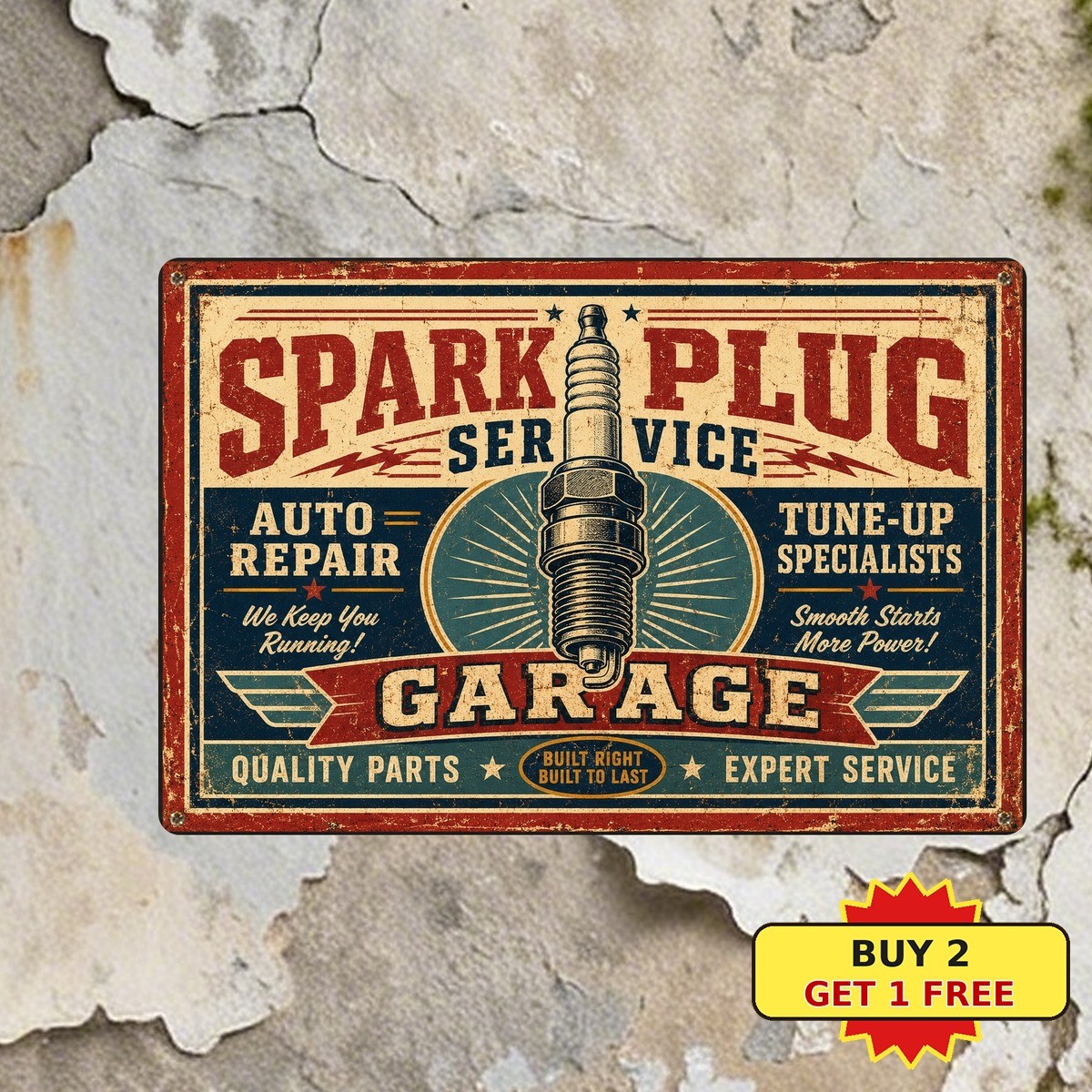 Vintage Auto Shop Metal Sign Retro Garage Mechanic Tools Gas Station Plaque