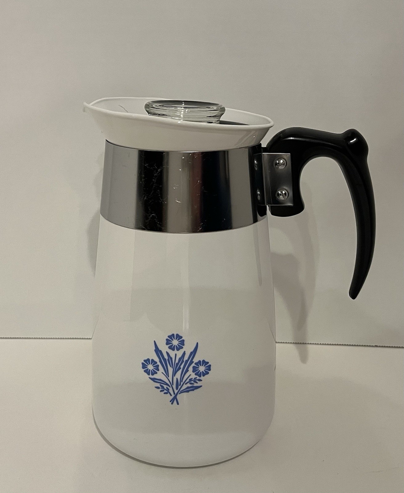 Corningware Corelle Blue Cornflower Stove Top Coffee Tea Pot 6 Cup Complete