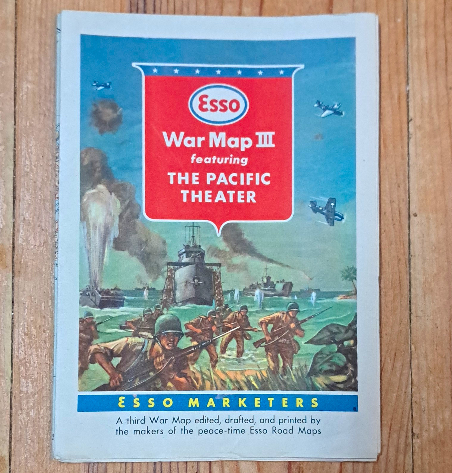 Vintage 1944 WWII ESSO War Map III  Pacific Theater Japan US Militaria Foldout