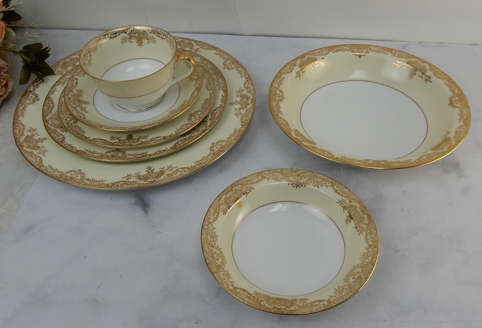 Antique 7-Piece One Place Setting 1918 Noritake Grafton