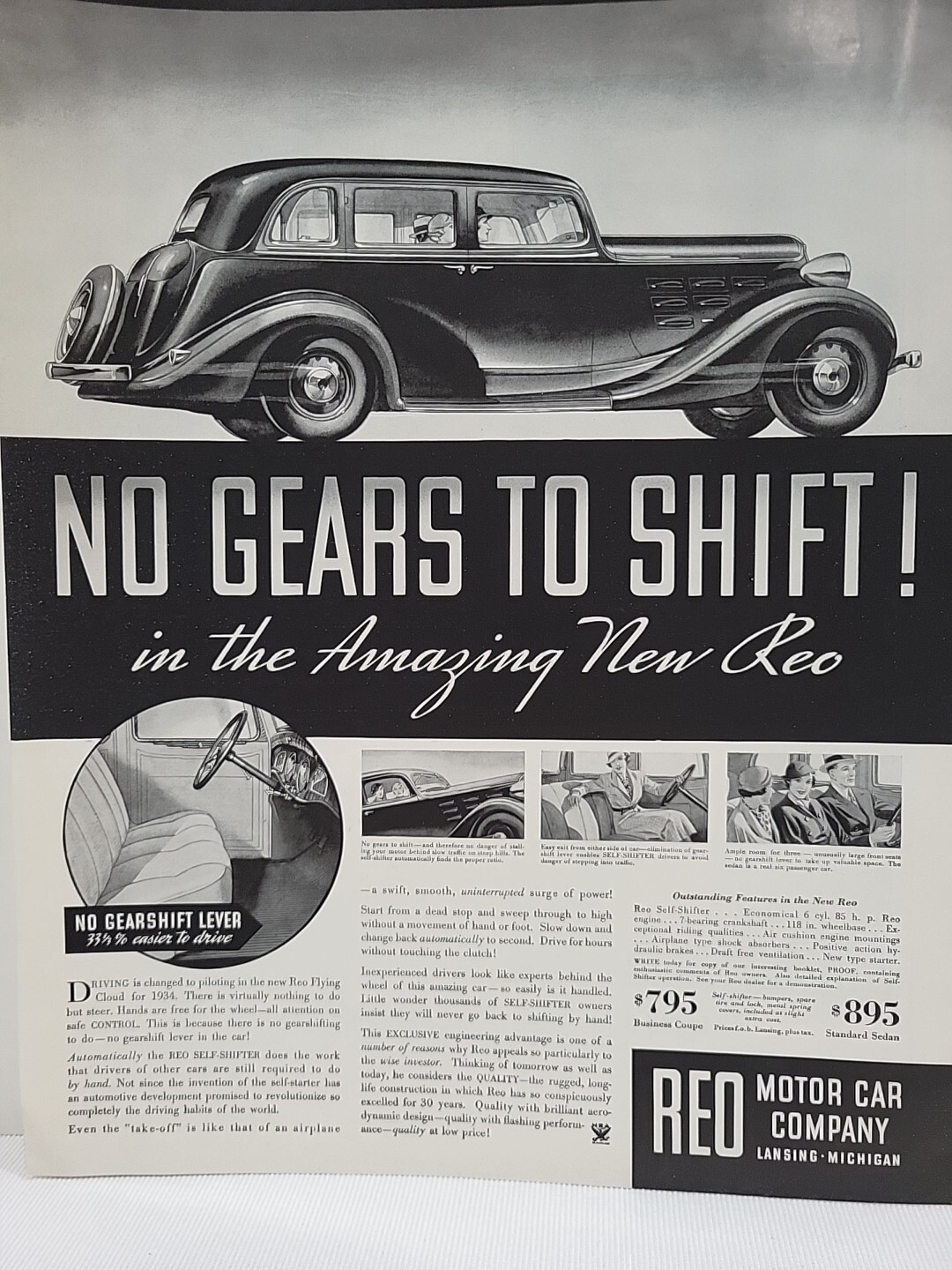 1934 REO Motor Car Company Fortune Magazine Print Advertising Lansing, MI