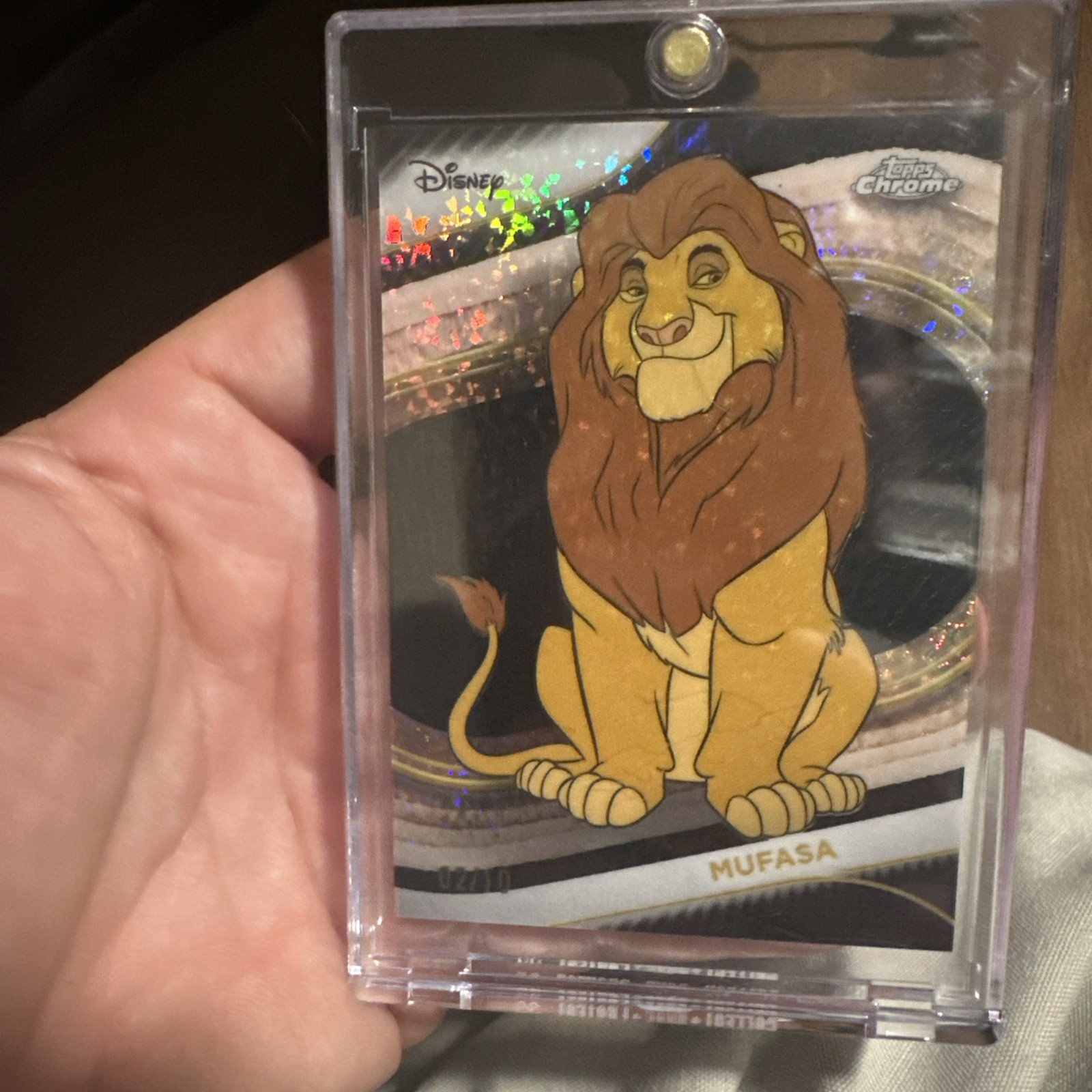 2025 TOPPS CHROME DISNEY BLACK Speckle Sparkle #96 MUFASA /10 SSP 🤯