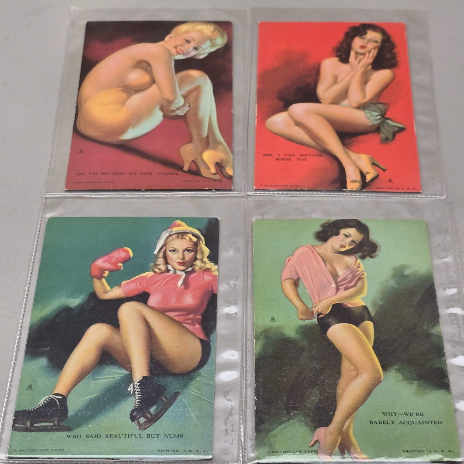 Vintage Earl Moran Mutoscope Pin Up Cards Glamour Cheesecake Art 4 Pc