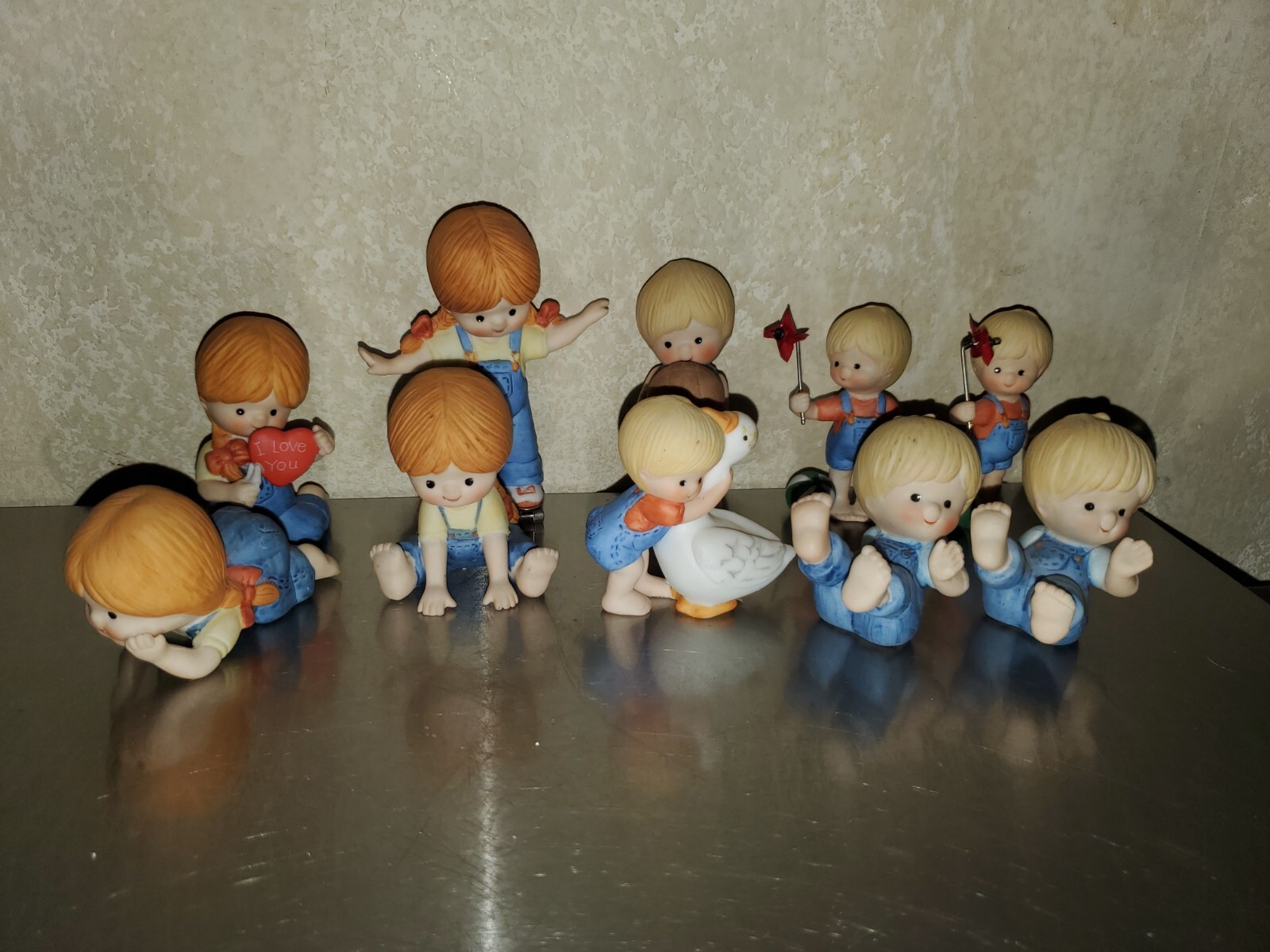 TEN Vintage Enesco 1980s Country Cousins Boy & Girl Figurines