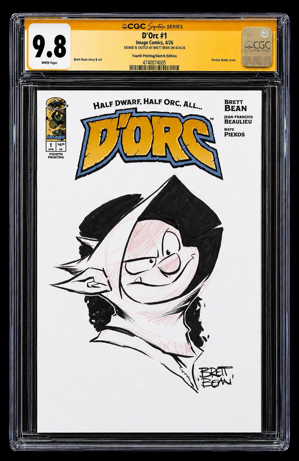 D’Orc #1 CGC SS 9.8 (2026) Blank Variant Signed & Sketched By Brett Bean