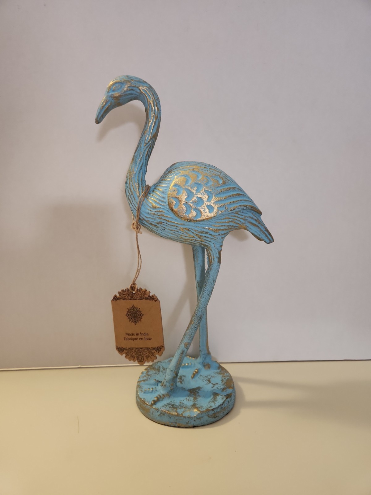 12 Inch Metal Blue Flamingo Figurine. 1 Lb. 7 Ounces. Heavy. Light Blue With... 12 Inch Metal Blue Flamingo Figurine. 1 Lb. 7 Ounces. Heavy. Light Blue With...