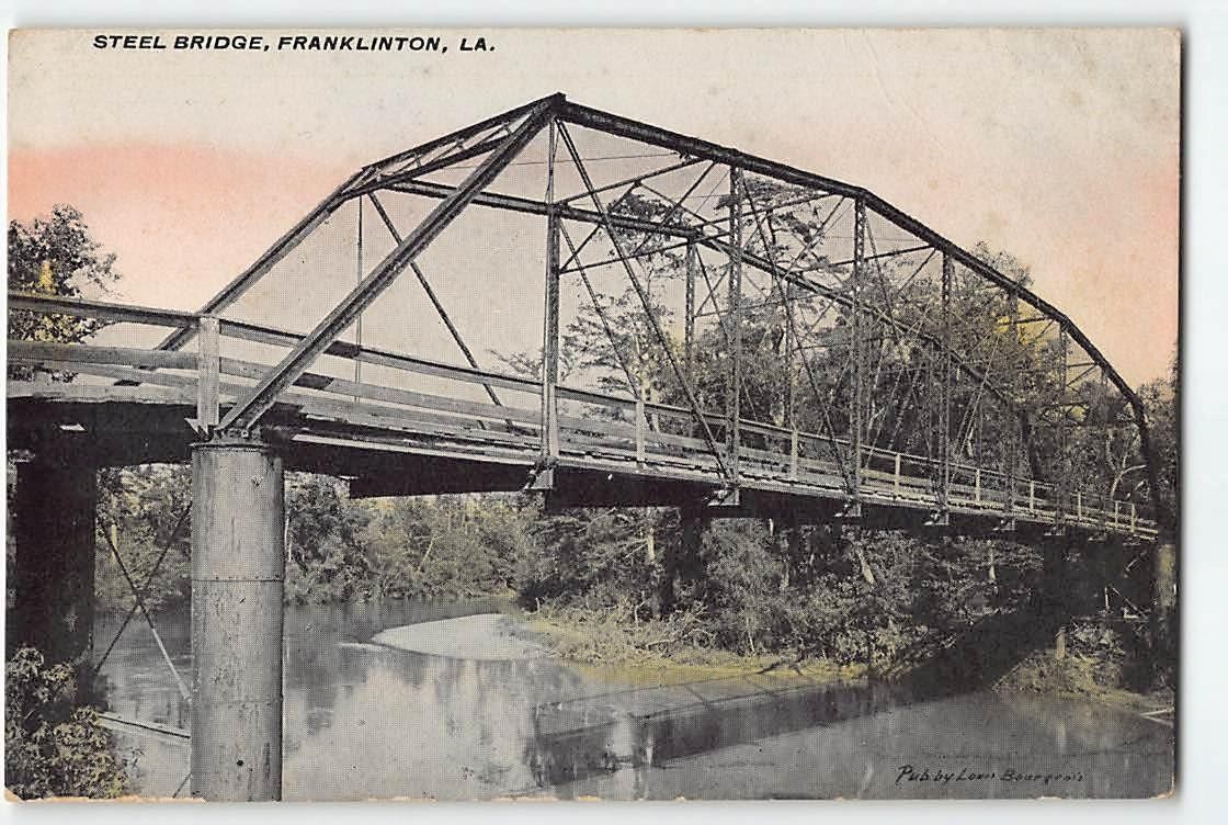 Steel Bridge FRANKLINTON, LA Louisiana Bourgeois 1910s Antique Postcard