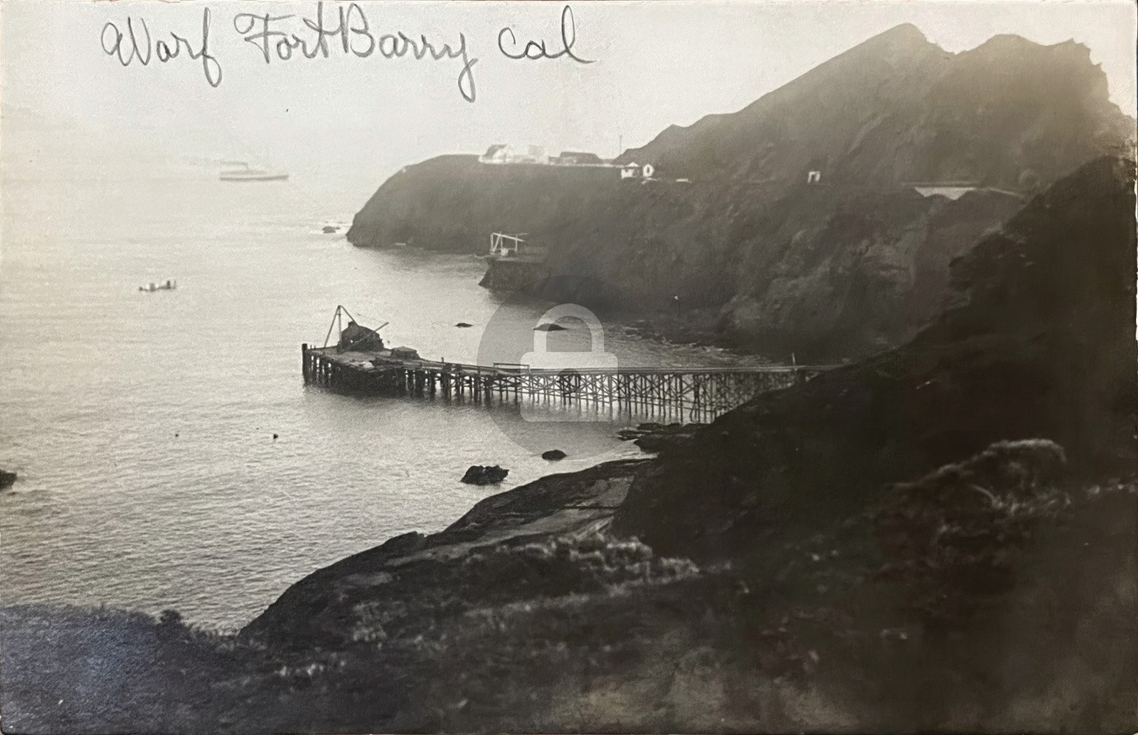 ca.1911 WHARF / PIER FORT BARRY Southwestern MARIN Co CA RPPC Postcard COPY