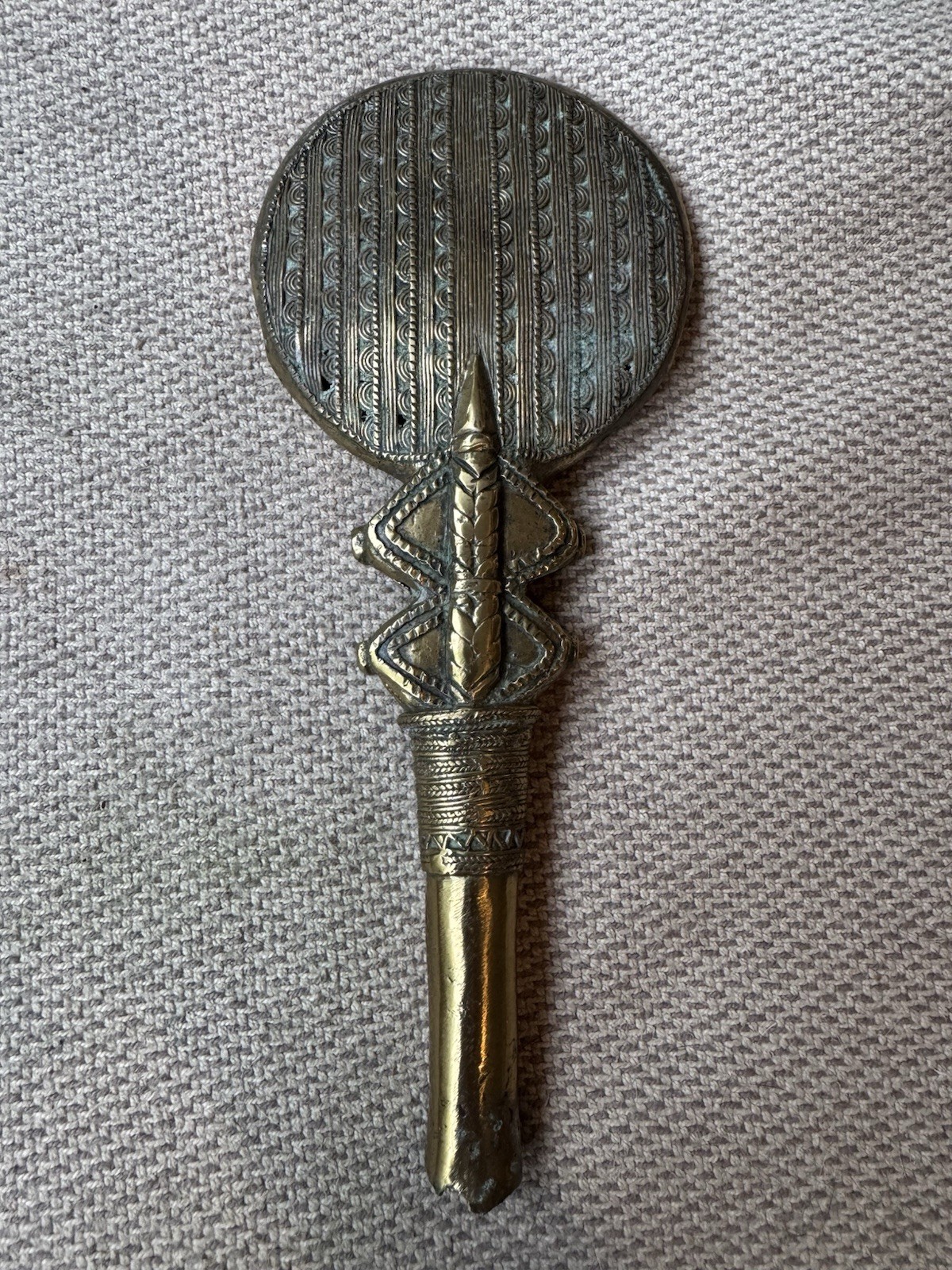 West African Sahelian North Nigerian Chieftain Ceremonial Heavy Brass Staff Head West African Sahelian North Nigerian Chieftain Ceremonial Heavy Brass Staff Head