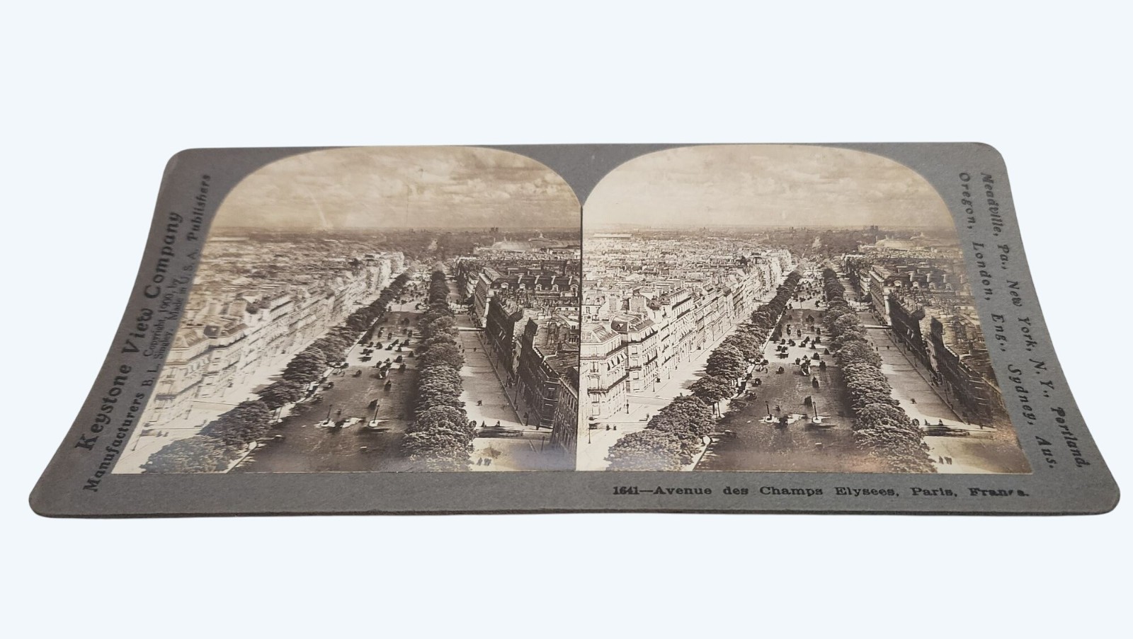 Antique Stereoview Avenue Des Champs Elysees Paris France Keystone View Co.