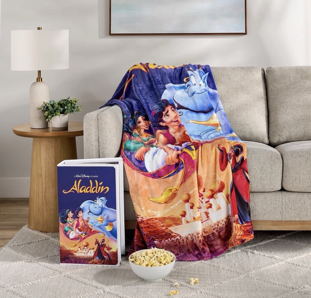 Disney Aladdin VHS Boxed Throw Blanket 50x70 Classic Genie Jasmine NEW SEALED