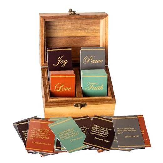 Bible Verse Box - 200 NKJV Scripture and Prayer Cards - Christian Faith Gift