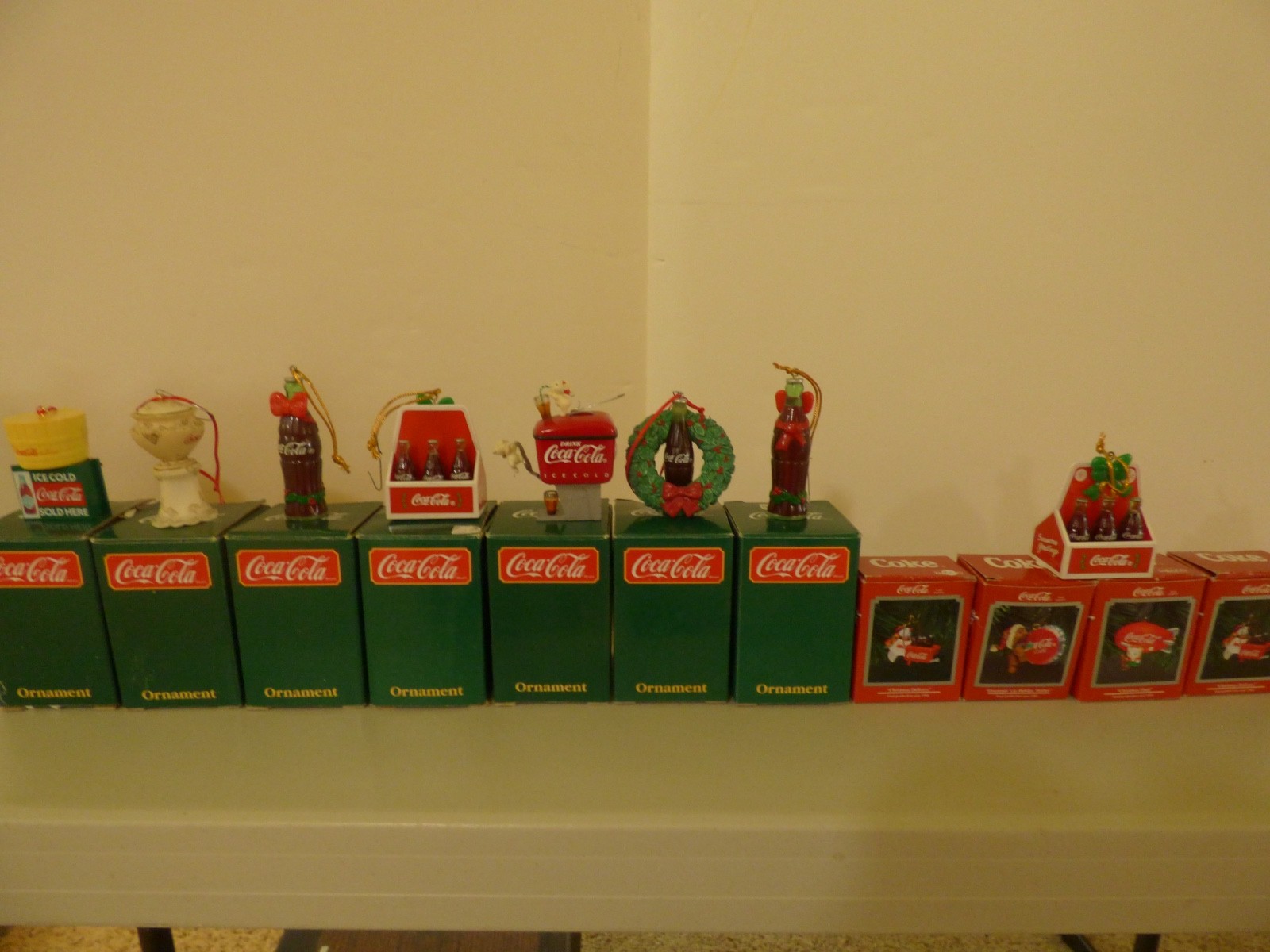 Lot of 12 Vintage 1990s Enesco Coca-Cola Christmas Ornaments New In Boxes