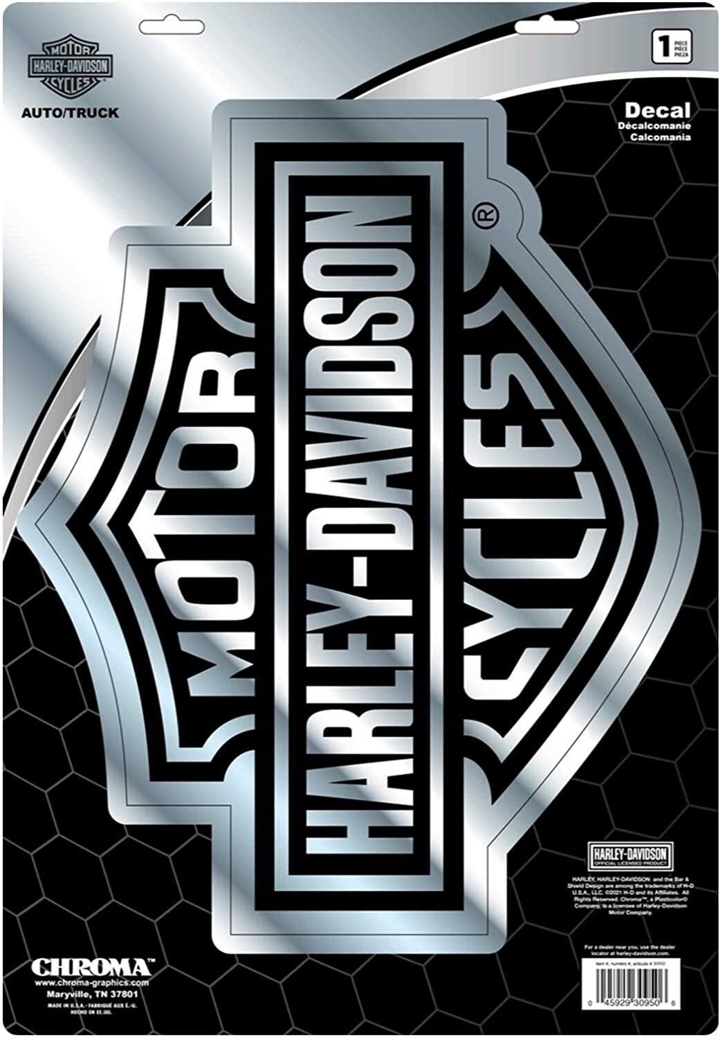 Harley-Davidson Chrome Bar & Shield Extra Large Wall  Decal 11.5