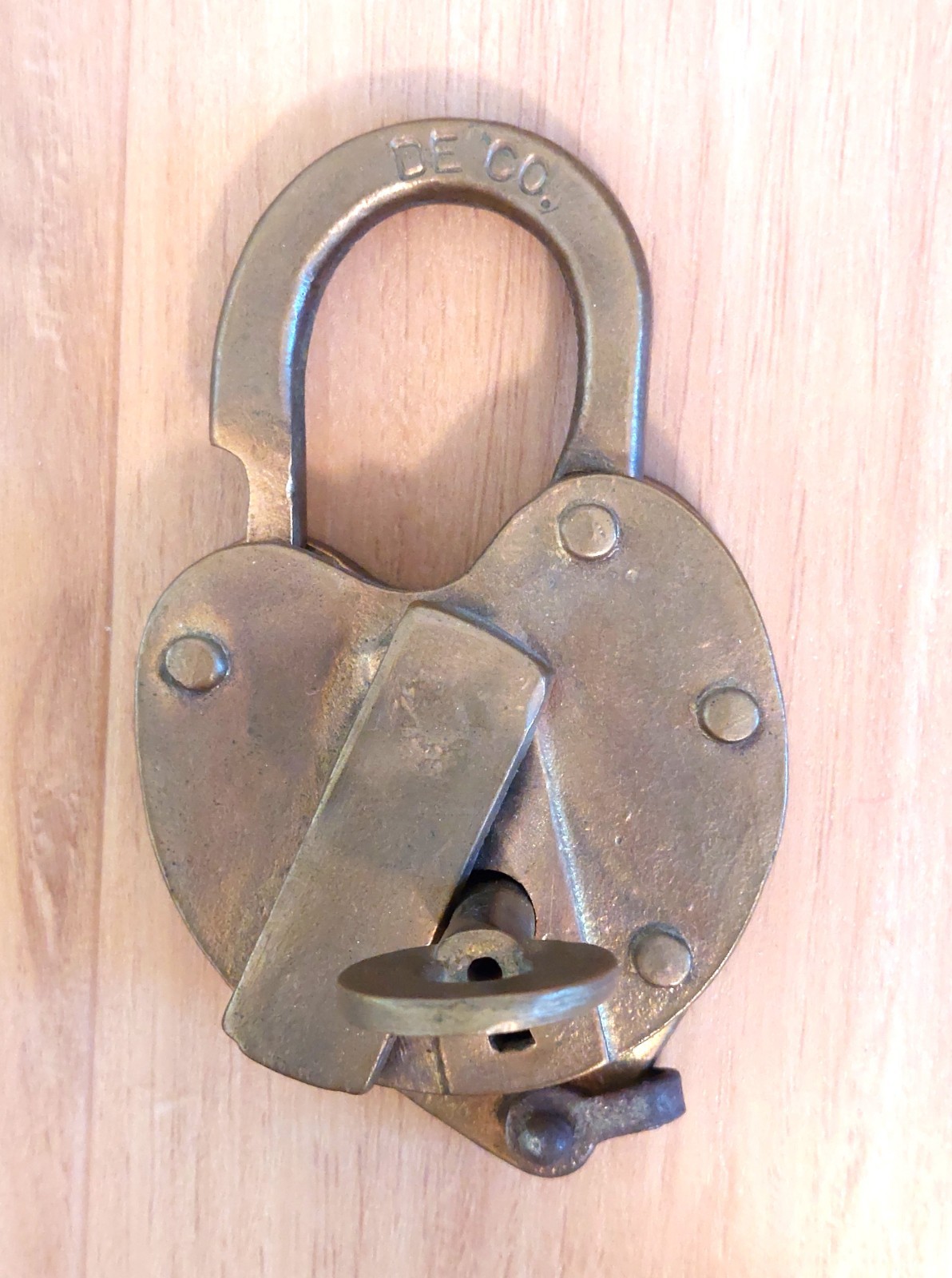 Vintage JHW Climax Co. Heart Shape Brass Padlock WKEE Vintage JHW Climax Co. Heart Shape Brass Padlock WKEE