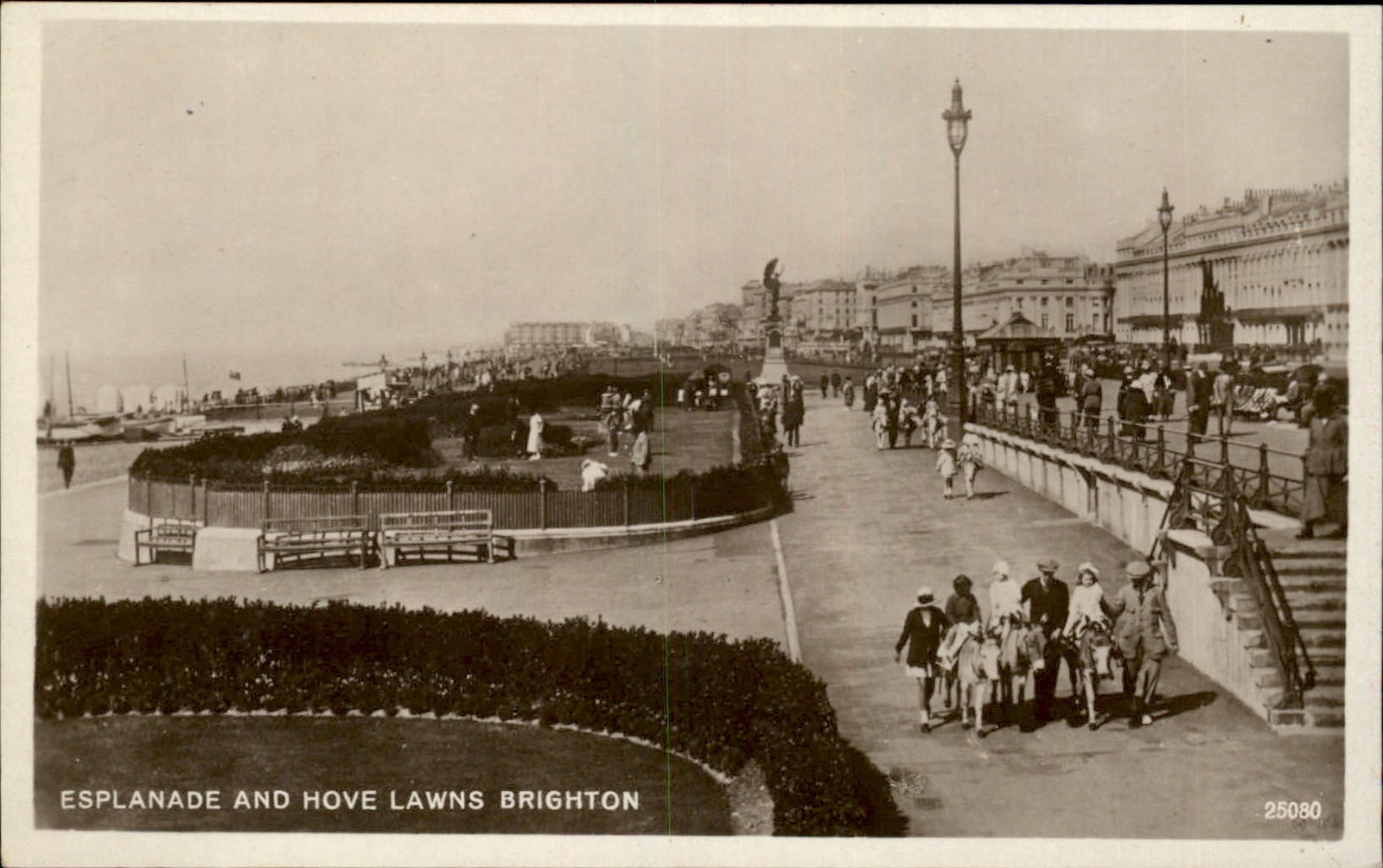 Brighton Esplanade and Hove Lawns c1900s-10s Real Photo Vintage Postcard