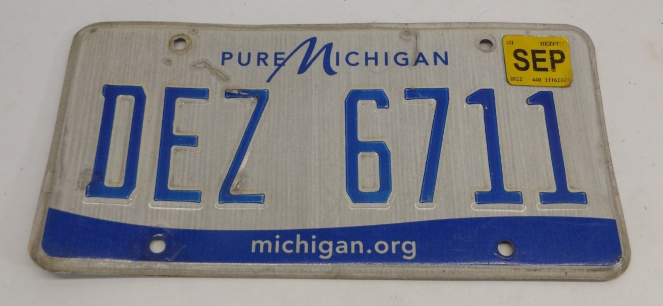 Michigan 2022 Pure Michigan License Plate DEZ 6711 michigan.org Michigan 2022 Pure Michigan License Plate DEZ 6711 michigan.org