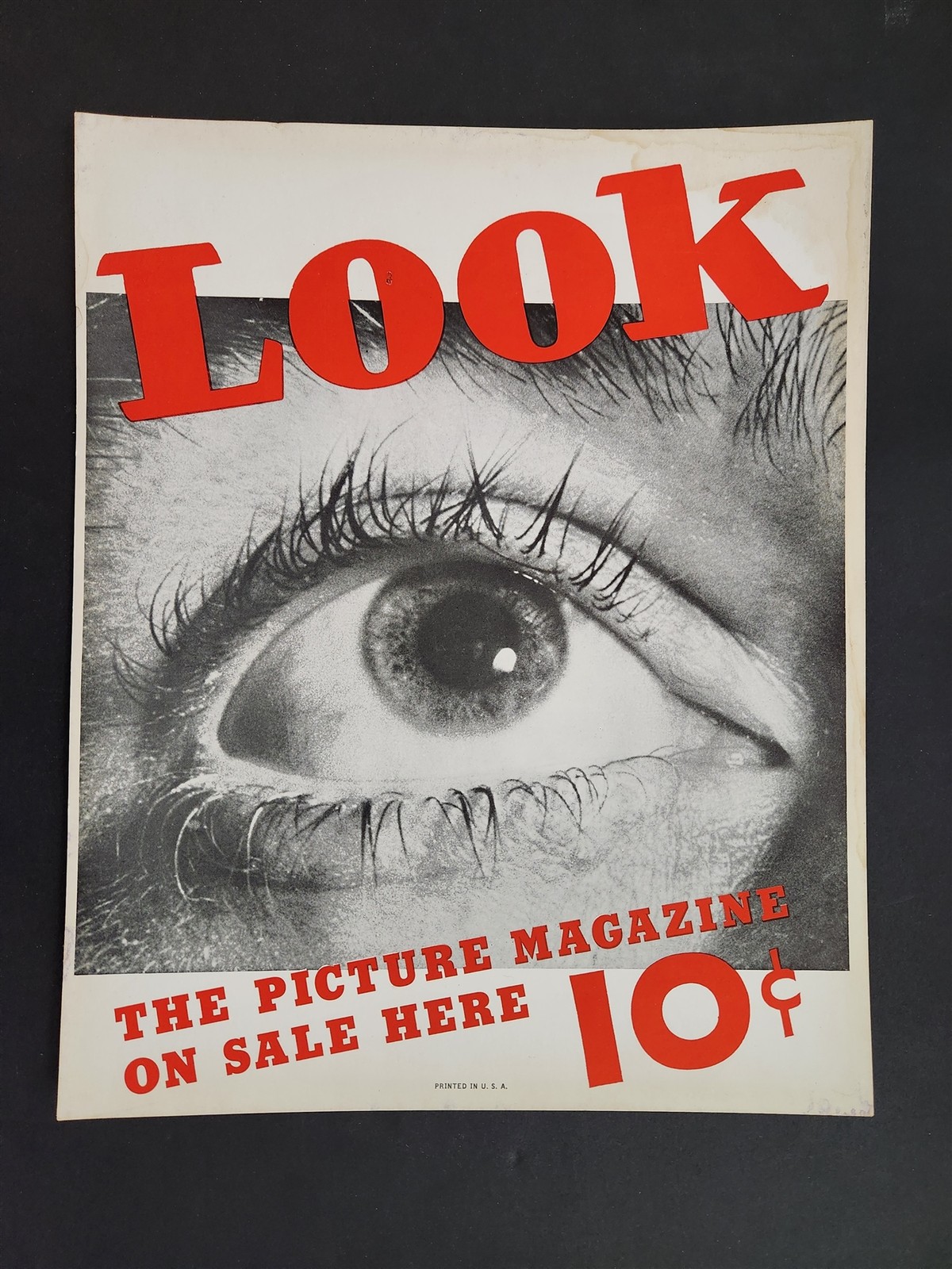 1930s antique LOOK MAGAZINE cardboard SALES POSTER cover on sale here 10c