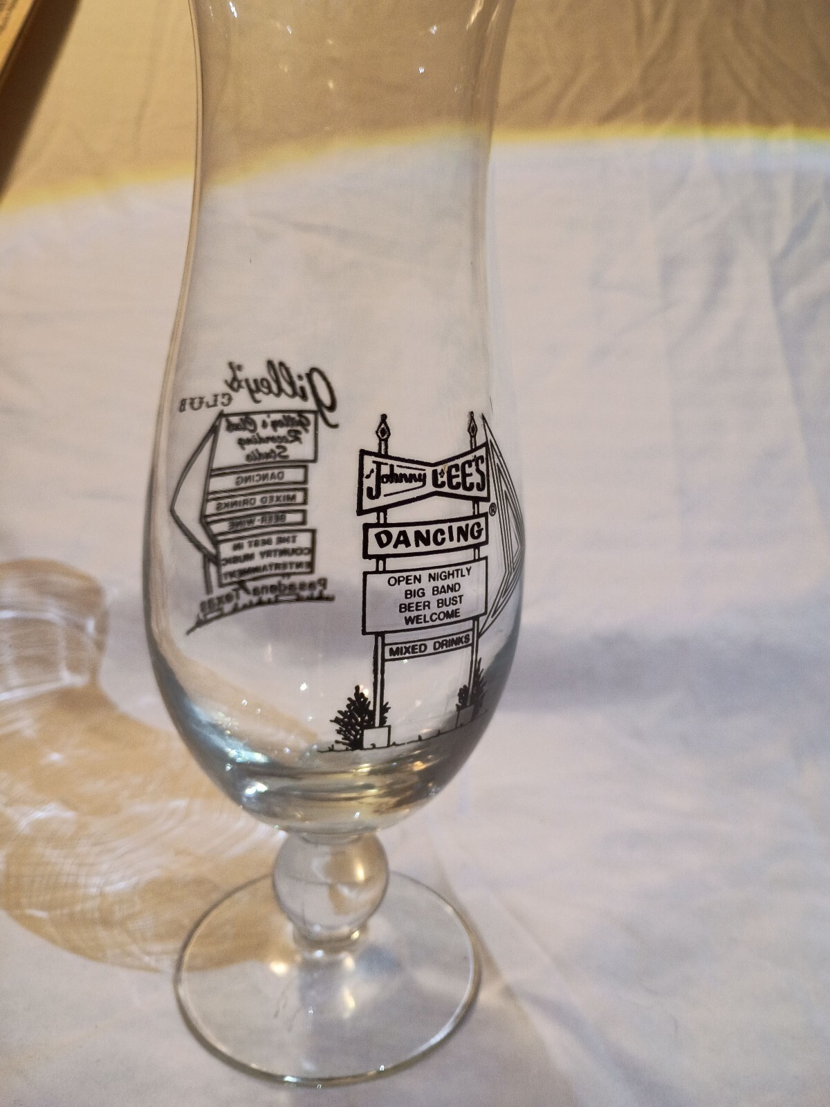 Vintage Gilley's Club Hurricane Glass with Black Print