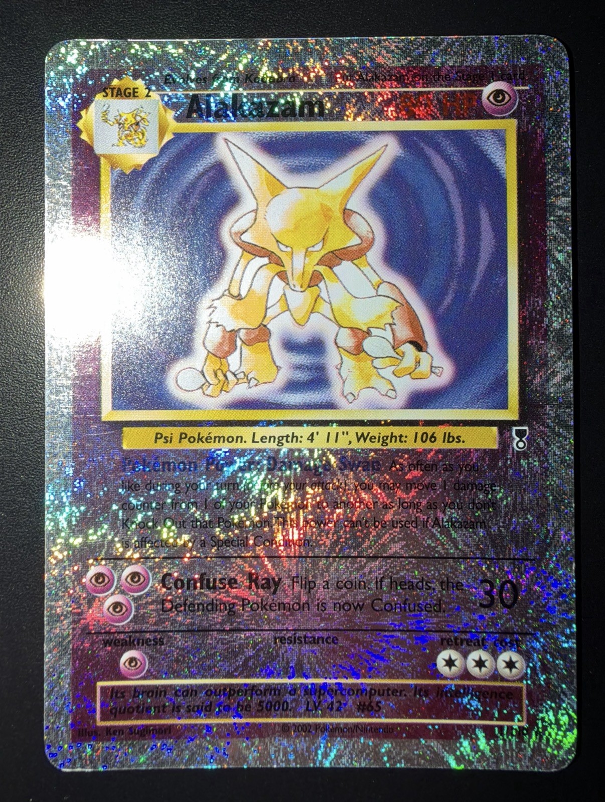 2002 POKEMON LEGENDARY COLLECTION #1 ALAKAZAM-REVERSE FOIL 